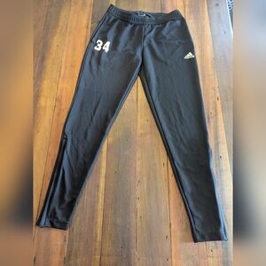 Adidas Black Track Pants Small Aeroready‎ Women's Zipper Ankle Waist 25.5 In